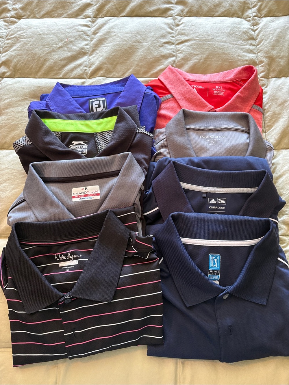 croft & barrow Navy and Black Polo Lot with Pink-Striped and Assorted Colors